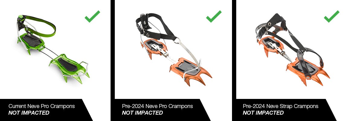 Crampons that are not impacted by this recall. 