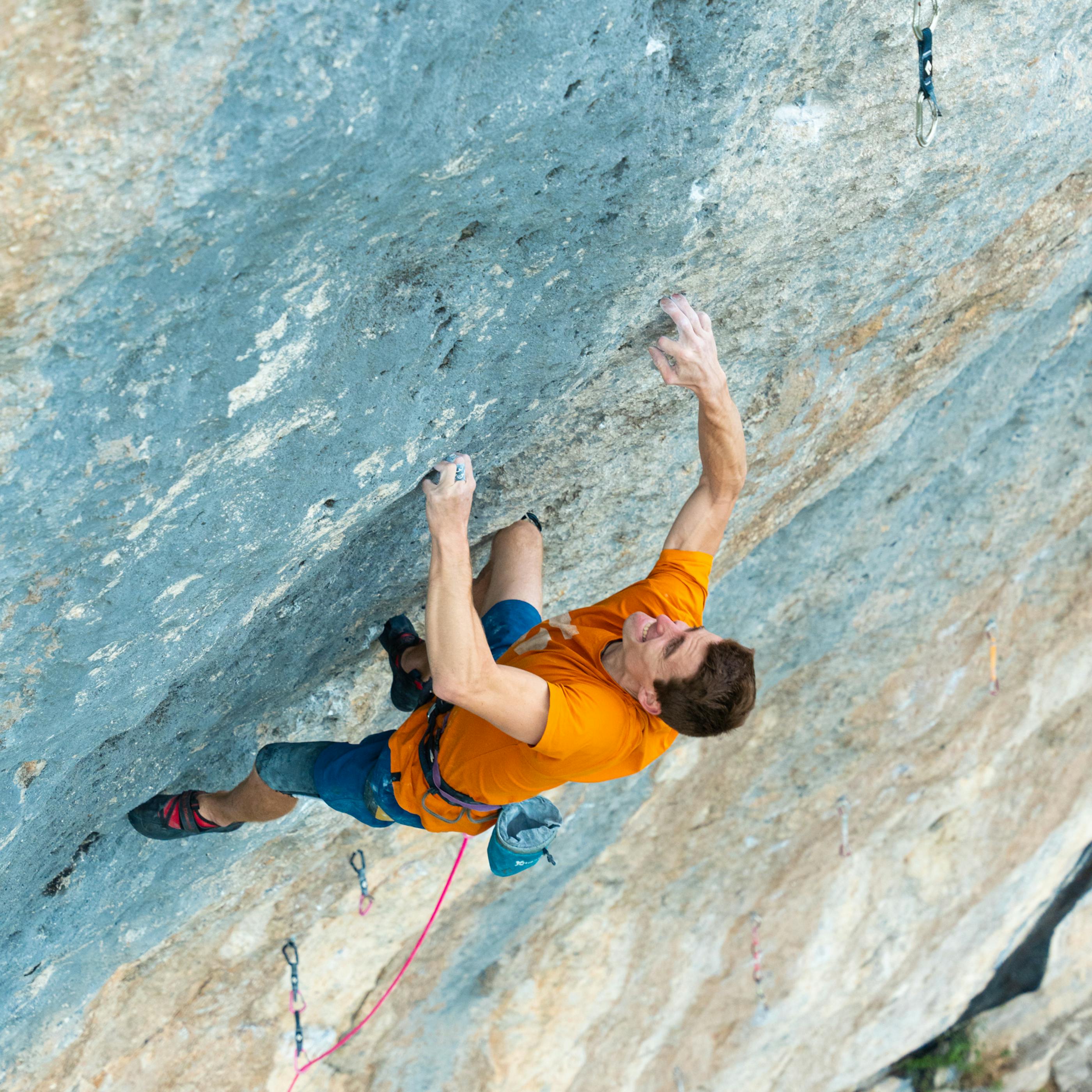 BD athlete Seb Bouin mid-route on Bibliography. 