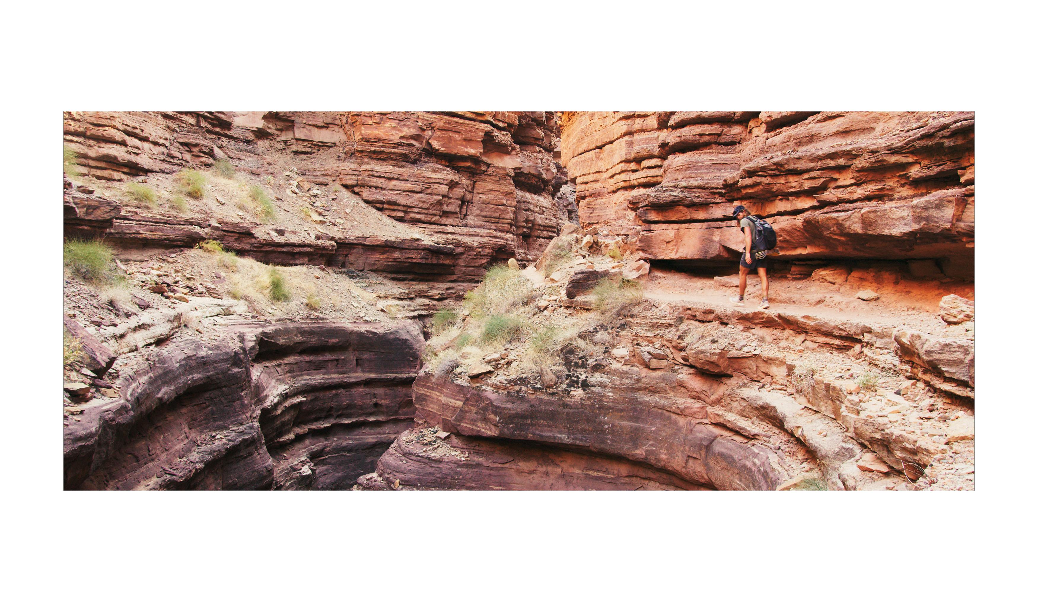 Joe Grant hiking up Deer Creek, Grand Canyon. 